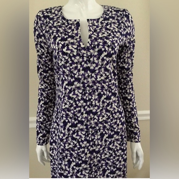 Diane Von Furstenberg Purple and White Long Sleeve Dress #10207 - Picture 1 of 6